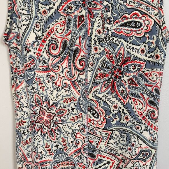 T by Talbots | Women’s Red/White/Blue Paisley Print Sleeveless Dress Sundress M - Picture 10 of 13